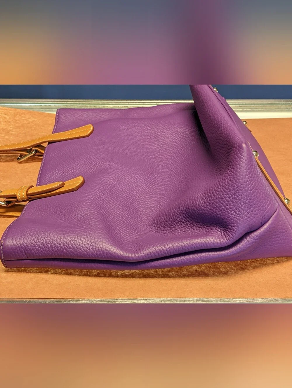 Dooney & Bourke Leather Tote Bag - Purple - Used